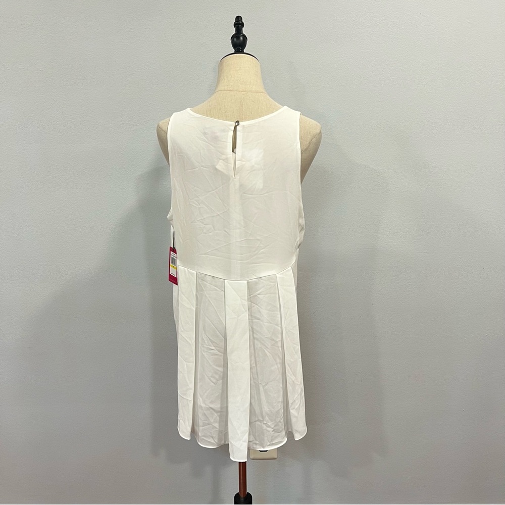 Vince Camuto White Long Back Sleeveless Peplum Lightweight Top Blouse - Reemoly